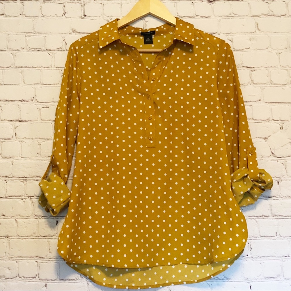 Ann Taylor polka dot button blouse